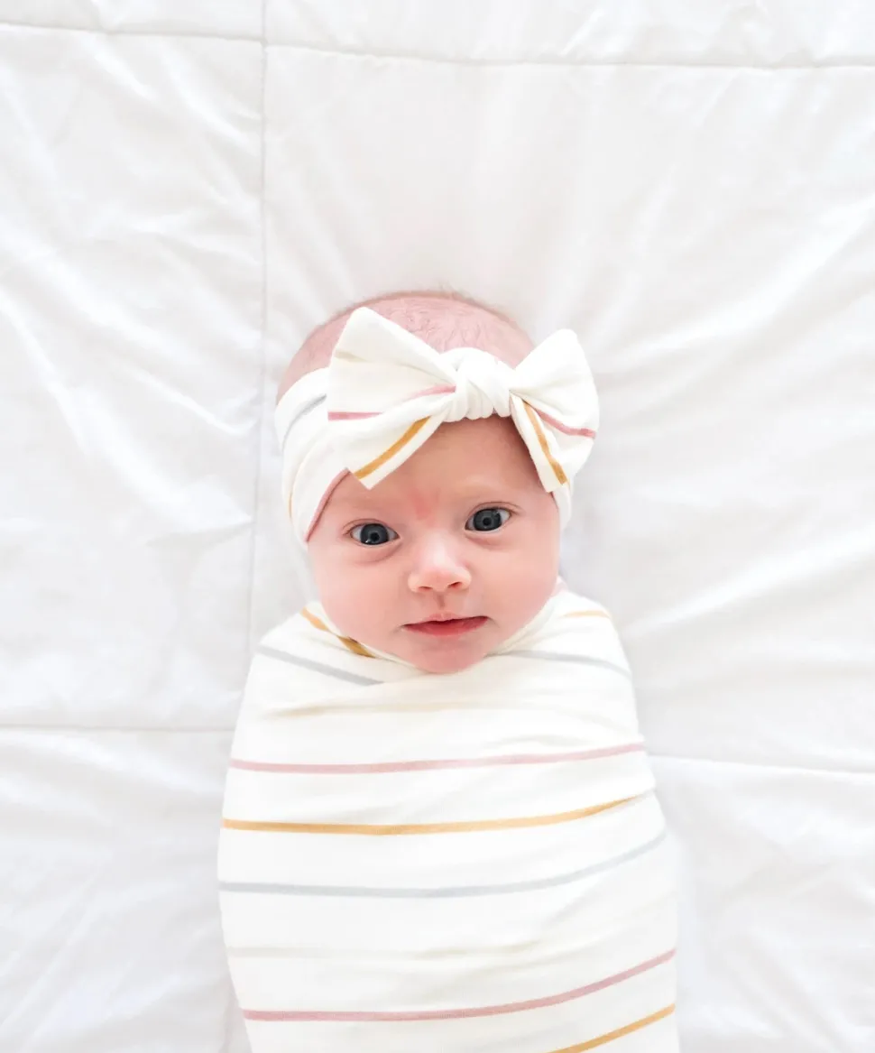 Copper Pearl Knit Headband Bow - Piper