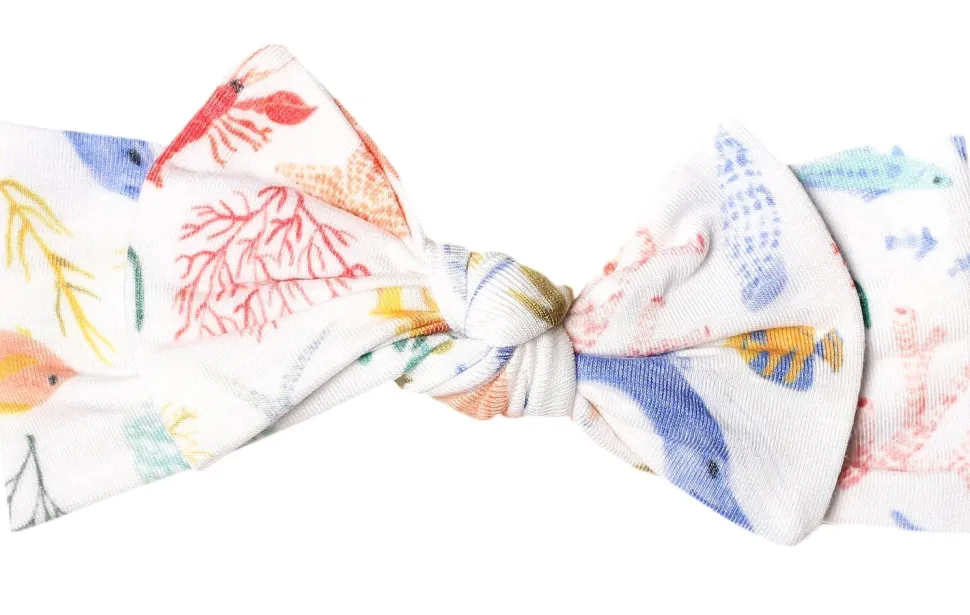 Copper Pearl Knit Headband Bow - Nautical