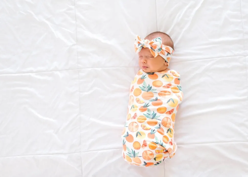 Copper Pearl Knit Headband Bow - Citrus