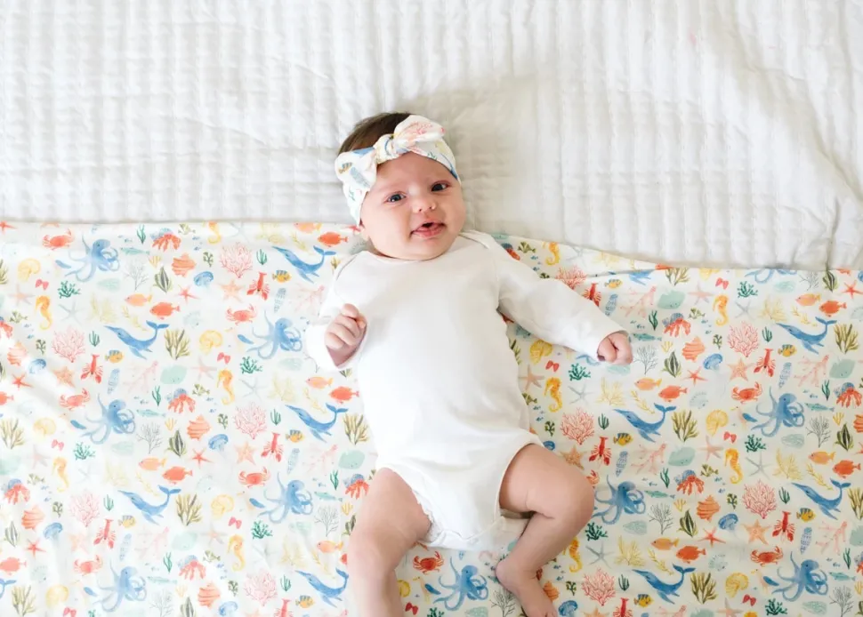 Copper Pearl Knit Swaddle Blanket - Nautical