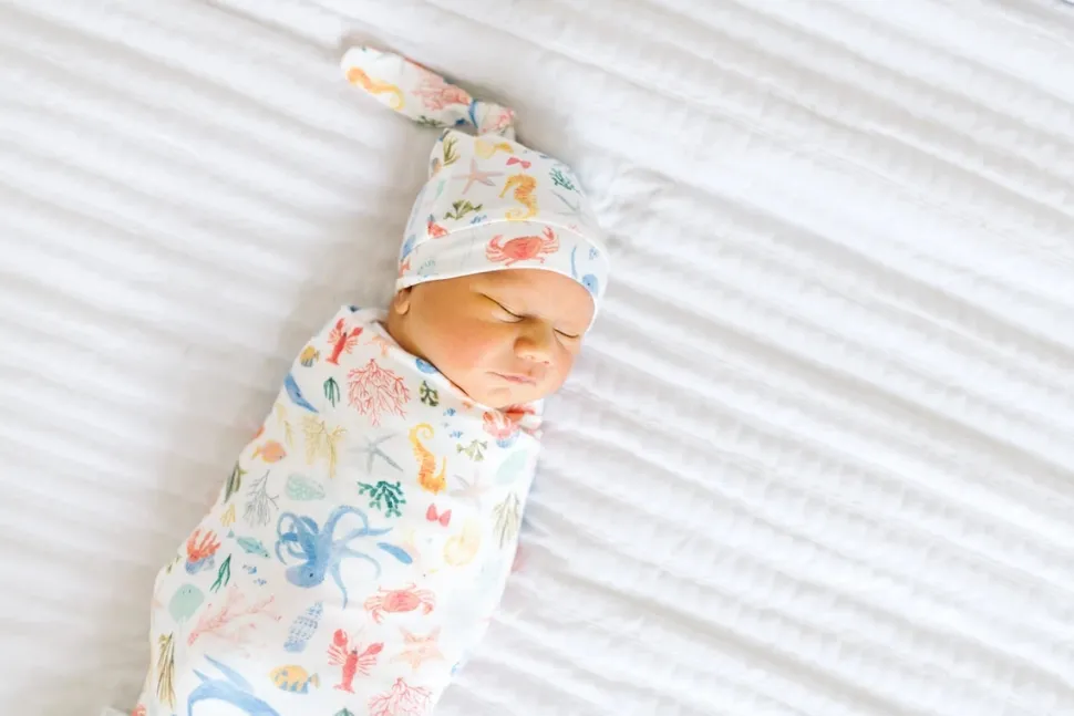 Copper Pearl Knit Swaddle Blanket - Nautical