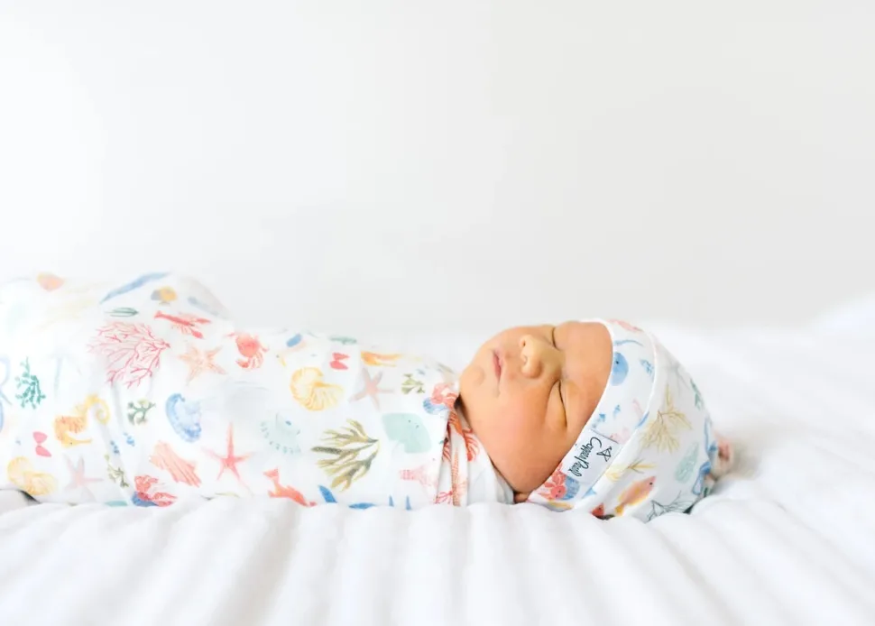 Copper Pearl Knit Swaddle Blanket - Nautical