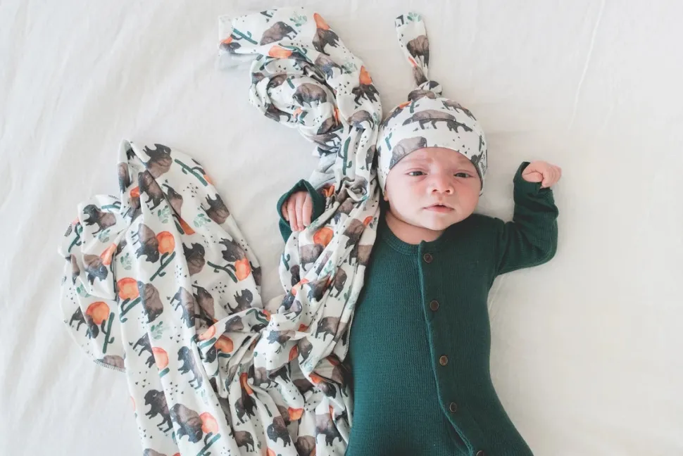 Copper Pearl Knit Swaddle Blanket - Bison