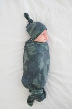Copper Pearl Knit Swaddle Blanket - Hunter