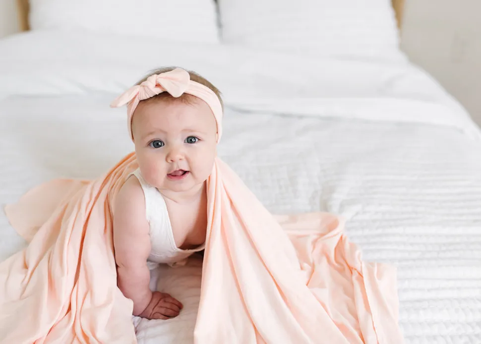 Copper Pearl Knit Swaddle Blanket - Blush