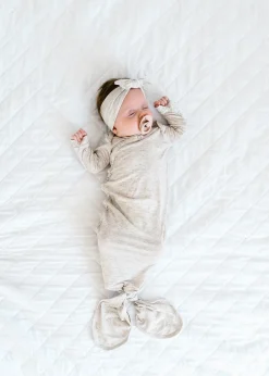 Copper Pearl Newborn Knotted Gown - Oat