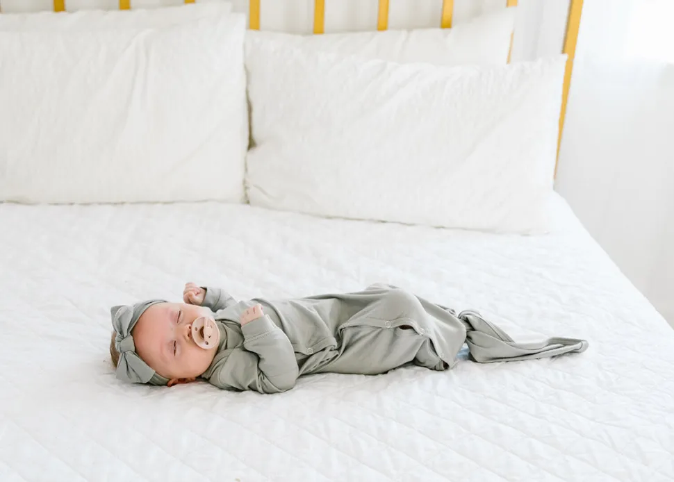 Copper Pearl Newborn Knotted Gown - Stone