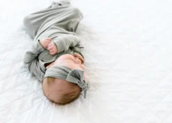 Copper Pearl Newborn Knotted Gown - Stone