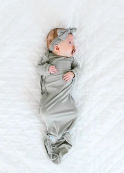 Copper Pearl Newborn Knotted Gown - Stone