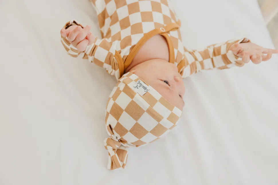 Copper Pearl Newborn Top Knot Hat - Rad