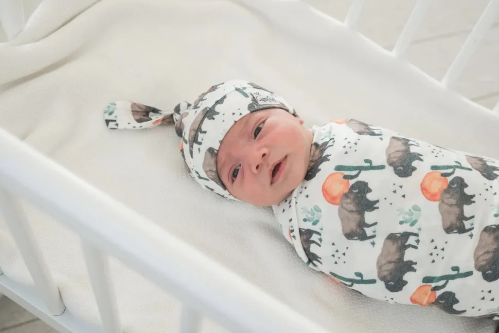 Copper Pearl Newborn Top Knot Hat - Bison