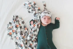 Copper Pearl Newborn Top Knot Hat - Bison