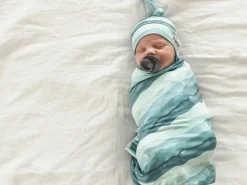 Copper Pearl Newborn Top Knot Hat - Waves