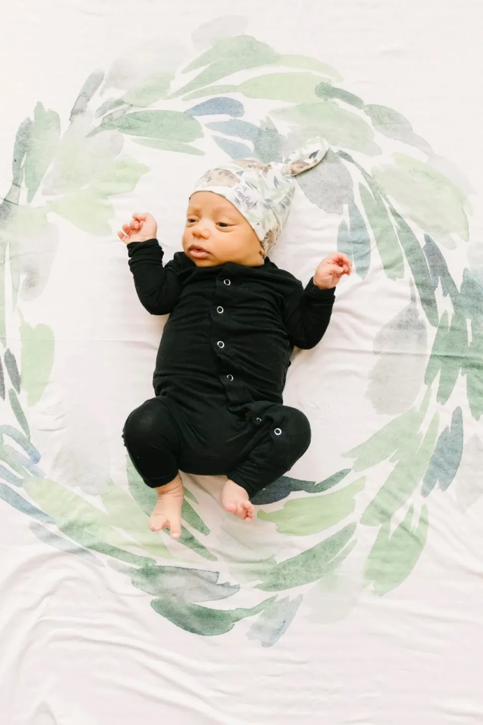 Copper Pearl Newborn Top Knot Hat - Bear