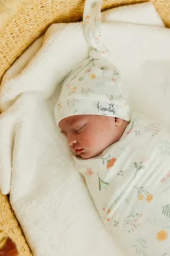 Copper Pearl Newborn Top Knot Hat - Mabel