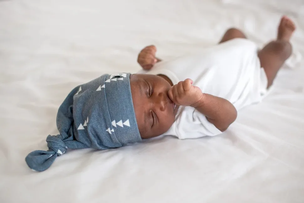 Copper Pearl Newborn Top Knot Hat - North