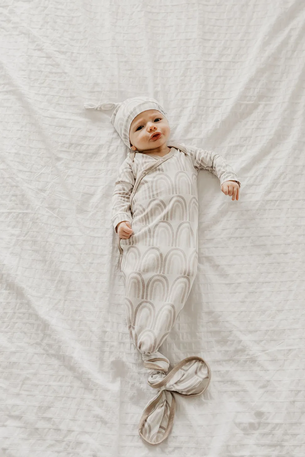 Copper Pearl Newborn Top Knot Hat - Bliss