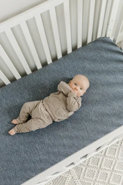 Copper Pearl Premium Fitted Crib Sheet - Denim