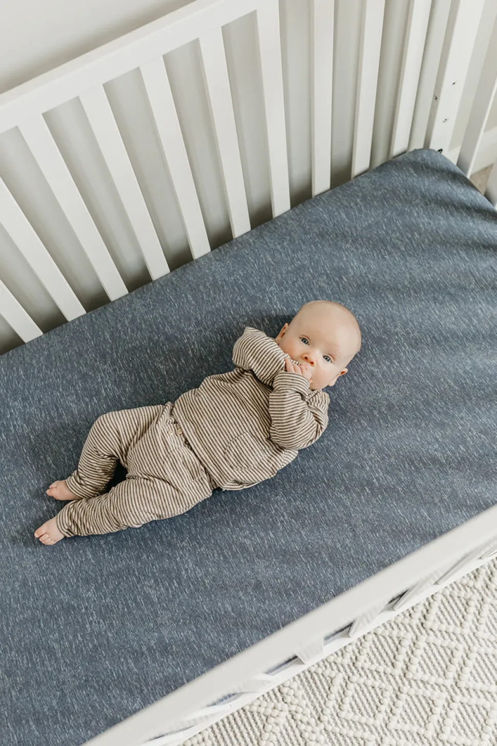 Copper Pearl Premium Fitted Crib Sheet - Denim