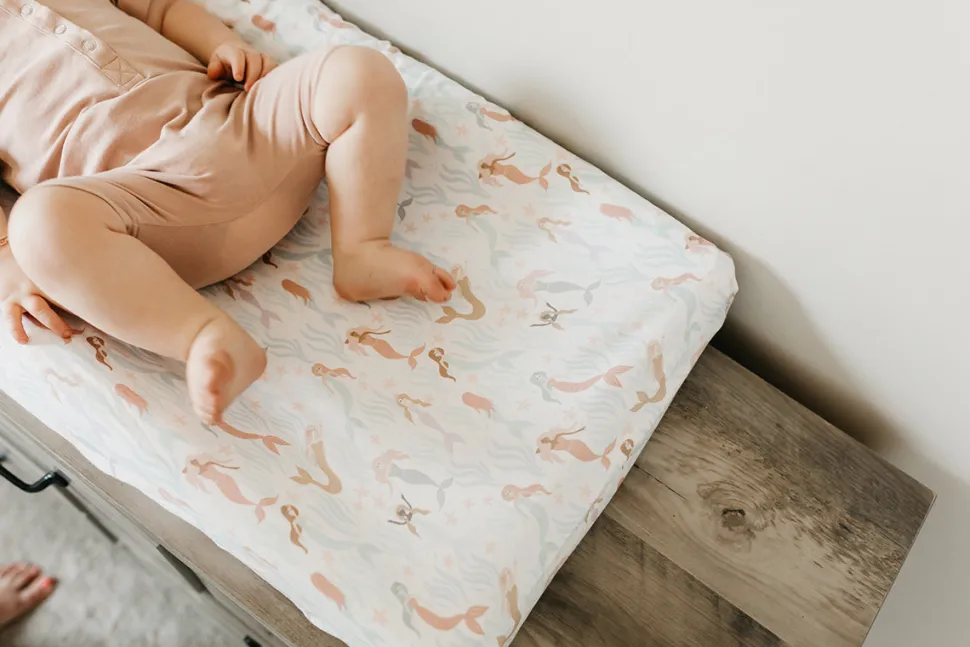 Copper Pearl Premium Knit Diaper Changing Pad Cover - Coral