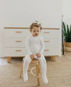 Copper Pearl Zip-up Footie - Dove (3-6M)