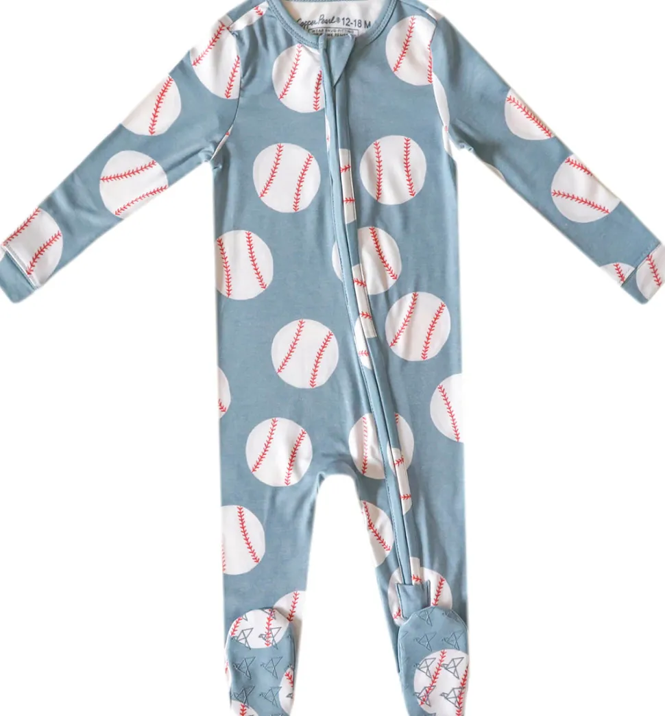 Copper Pearl Zip-up Footie - Slugger (3-6M)