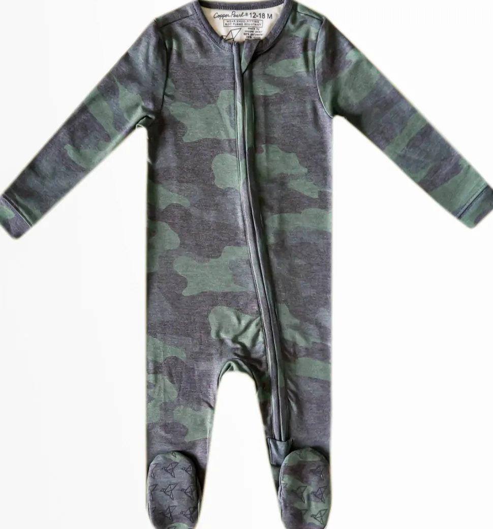 Copper Pearl Zip-up Footie - Hunter (18-24M)
