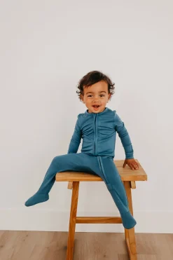 Copper Pearl Zip-up Footie - Steel (6-12M)