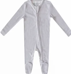 Copper Pearl Zip-up Footie, Ash (3-6M)