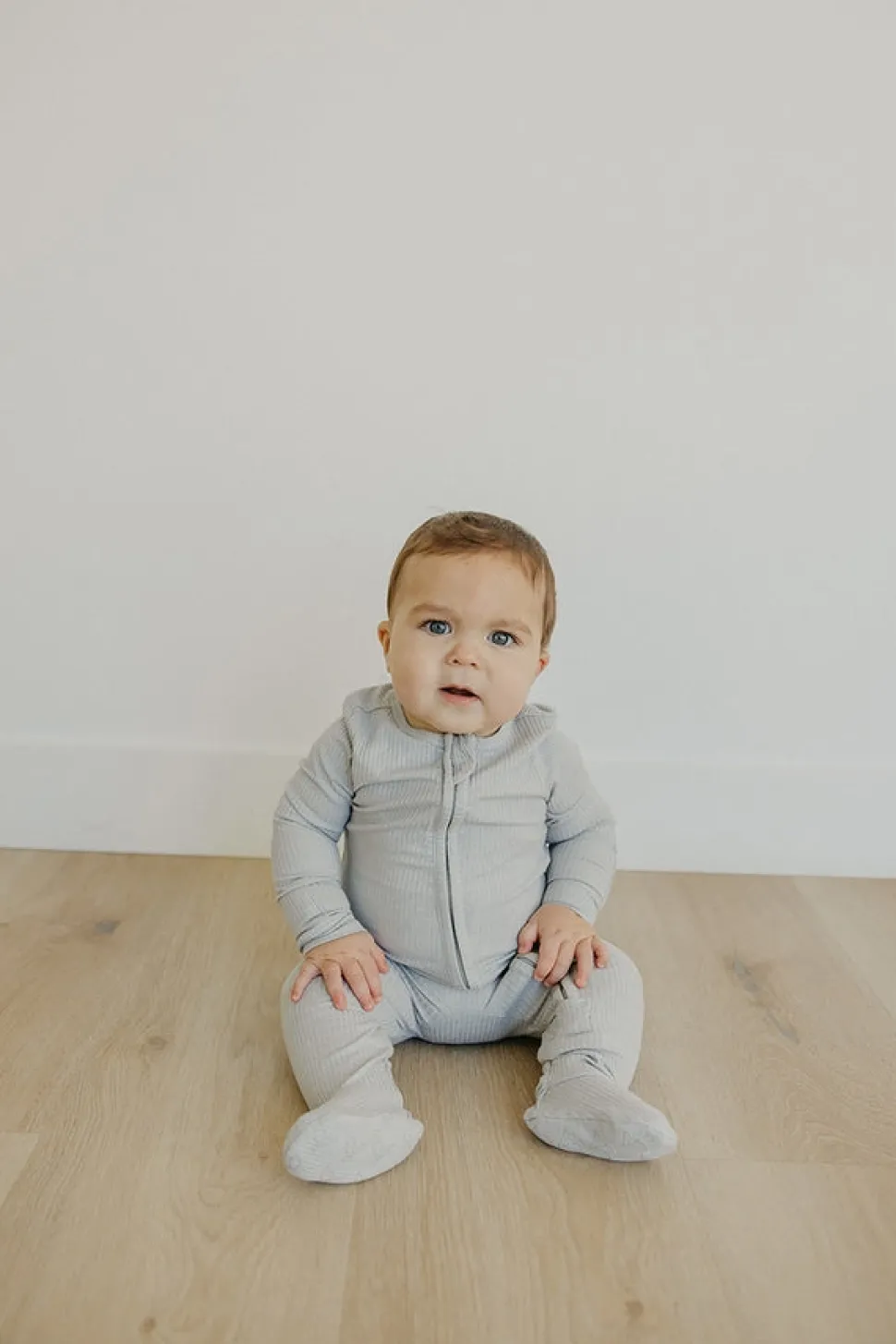 Copper Pearl Zip-up Footie, Ash (3-6M)