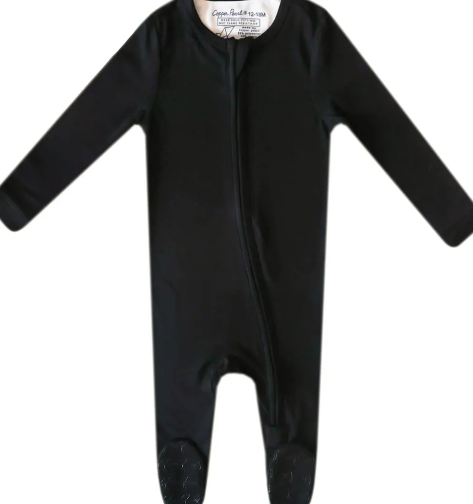 Copper Pearl Zip-up Footie - Midnight (6-12M)