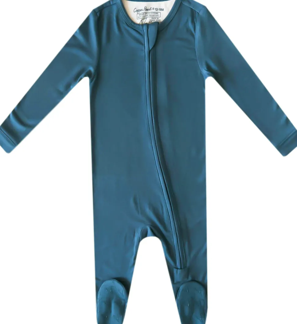 Copper Pearl Zip-up Footie - Steel (18-24M)