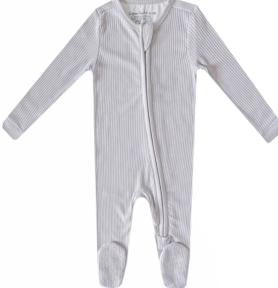 Copper Pearl Zip-up Footie - Ash (6-12M)