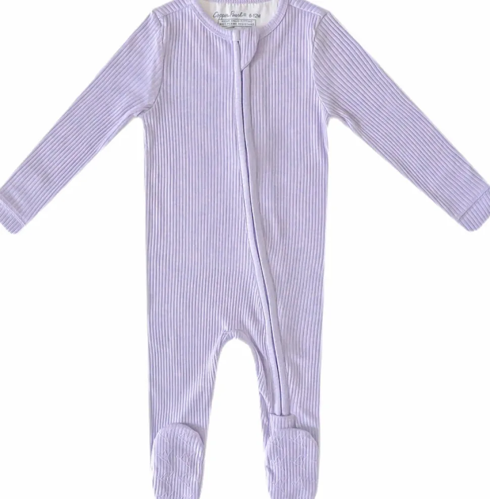 Copper Pearl Zip-up Footie, Periwinkle (0-3M)