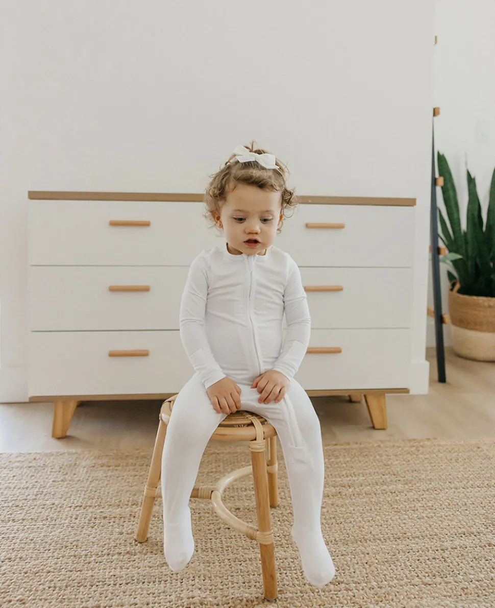 Copper Pearl Zip-up Footie - Dove (6-12M)