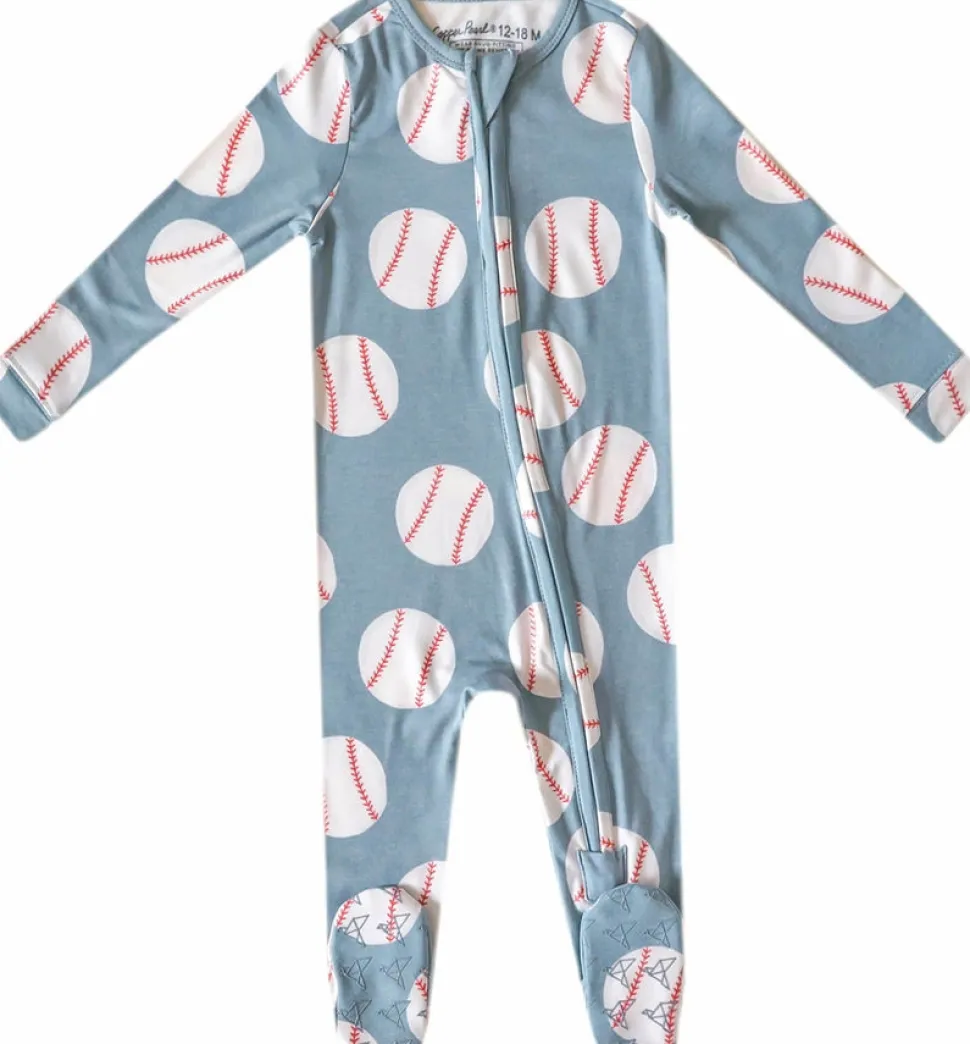 Copper Pearl Zip-up Footie, Slugger (0-3M)