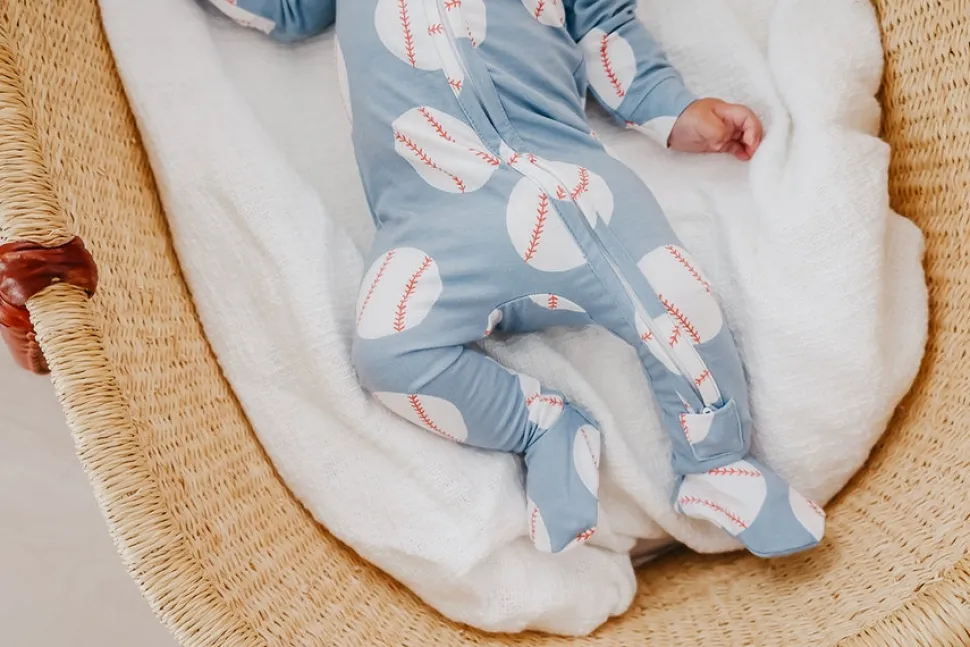 Copper Pearl Zip-up Footie, Slugger (0-3M)