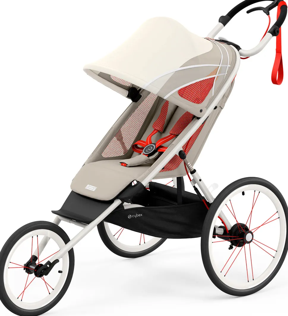 Cybex AVI Jogging Stroller Bundle - Cream/Orange Frame + Bleached Sand Seat Pack