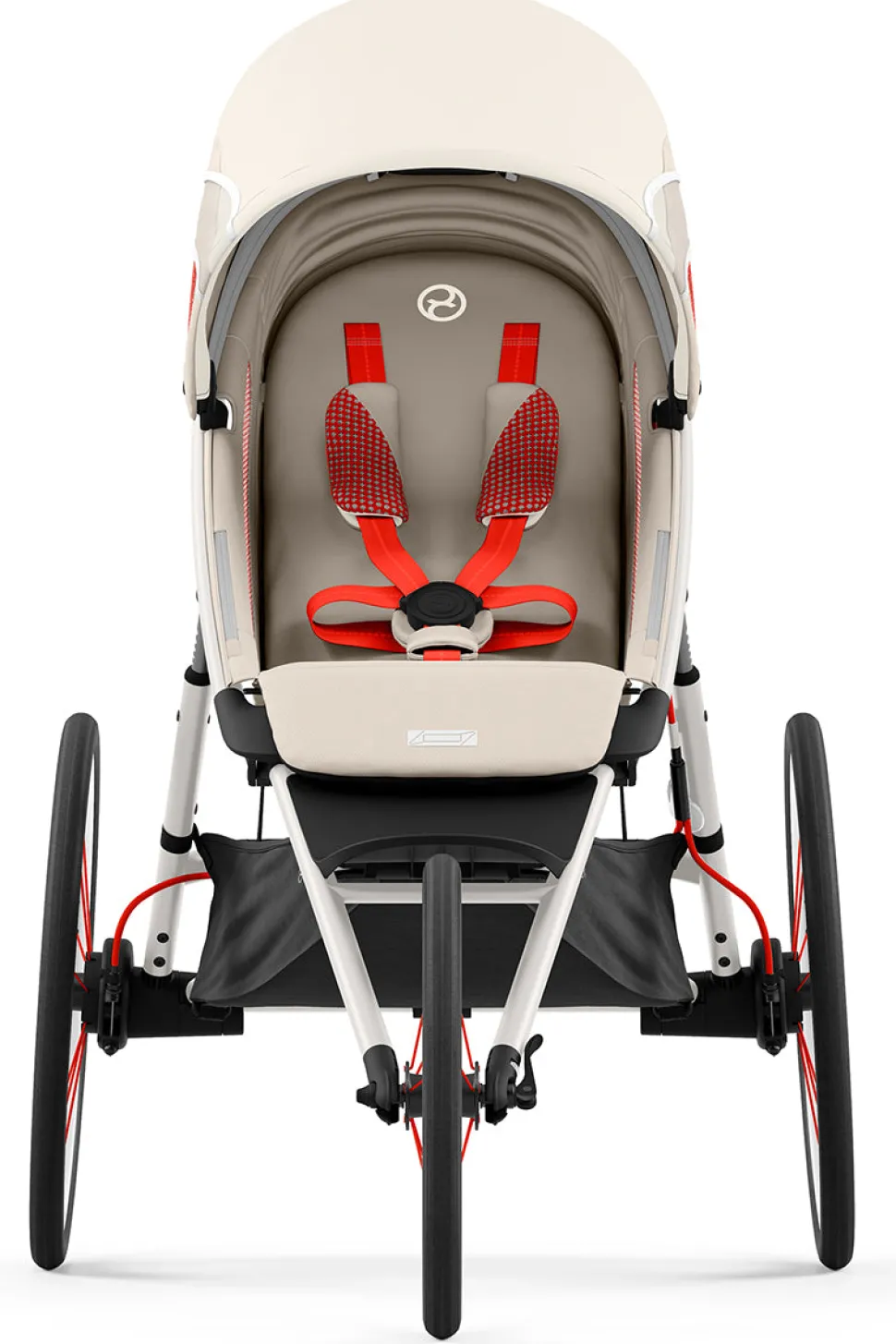 Cybex AVI Jogging Stroller Bundle - Cream/Orange Frame + Bleached Sand Seat Pack