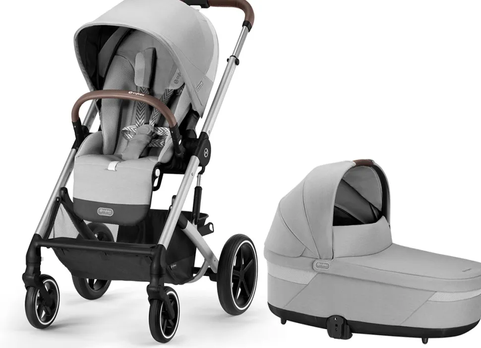 Cybex Balios S Lux 2 Stroller + Cot S Lux 2 Bundle - Silver Frame / Lava Grey