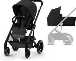 Cybex Balios S Lux Full Size Stroller + Cot S Bassinet Bundle (One Box) - All Black
