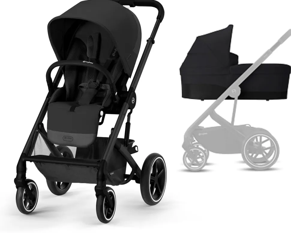 Cybex Balios S Lux Full Size Stroller + Cot S Bassinet Bundle (One Box) - All Black