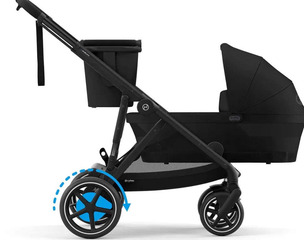 Cybex eGazelle S Electronic Assist Stroller + Gazelle S 2 Cot Bundle - Black Frame / Moon Black