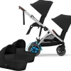 Cybex eGazelle S Electronic Assist Twin Stroller + Cot Bundle - Silver Frame / Moon Black