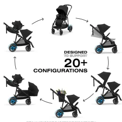 Cybex eGazelle S Electronic Assist Twin Stroller + Cot Bundle - Silver Frame / Ocean Blue