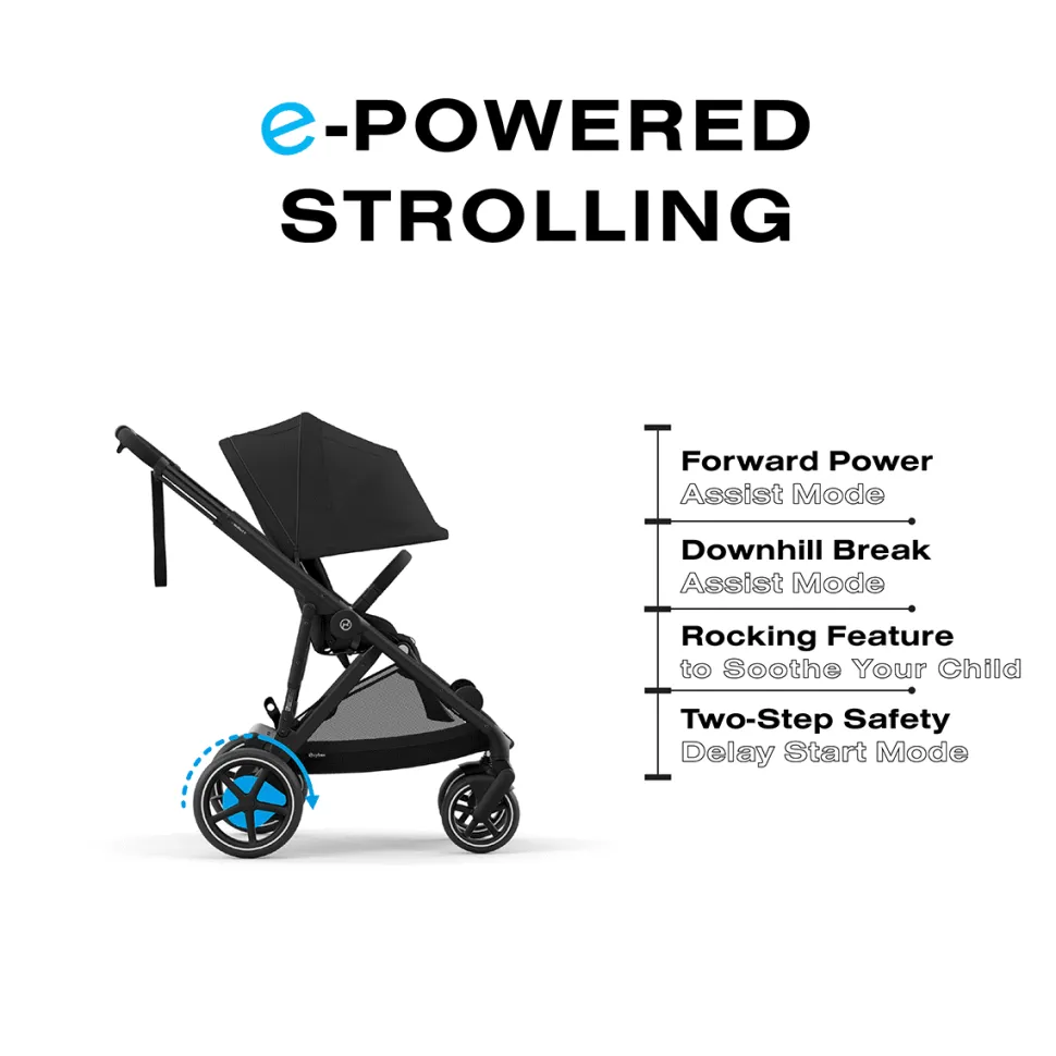 Cybex eGazelle S Electronic Assist Stroller - Black Frame / Moon Black