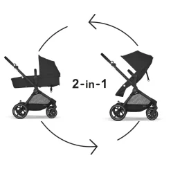 Cybex EOS 5-in-1 Travel System Stroller + Lightweight Aton G Infant Car Seat - Black / Moon Black