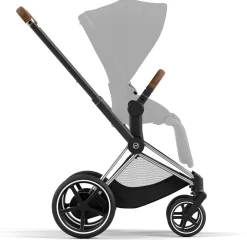 Cybex ePriam 2 Electronic Assist Stroller Frame - Chrome / Brown