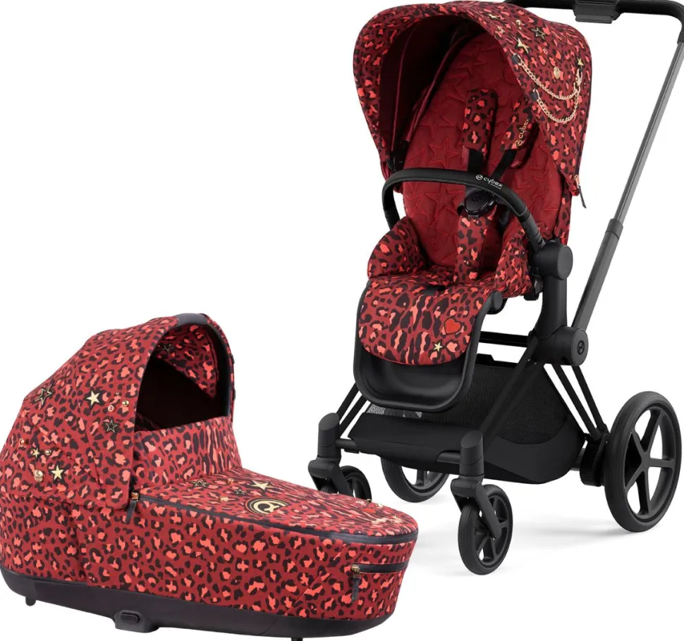 Cybex ePriam 2 Electronic Assist Complete Stroller with Lux Bassinet Bundle - Rockstar by Alec Voelkel