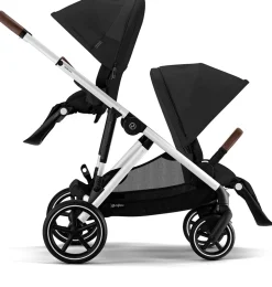 Cybex Gazelle S 2 Single-to-Double Stroller + Cot Bundle - Black Frame / Moon Black